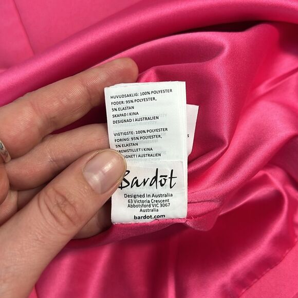 Bardot Dress Women's 10/Large Ava Hot Pink BarbieCore Statement Sleeves Mini - Picture 15 of 16